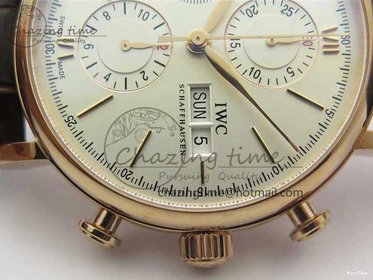 MIROTIME 0411 Efficient Portofino Chrono RG ZF 1:1 Best Edition White Dial on Brown Leather Strap A 7151